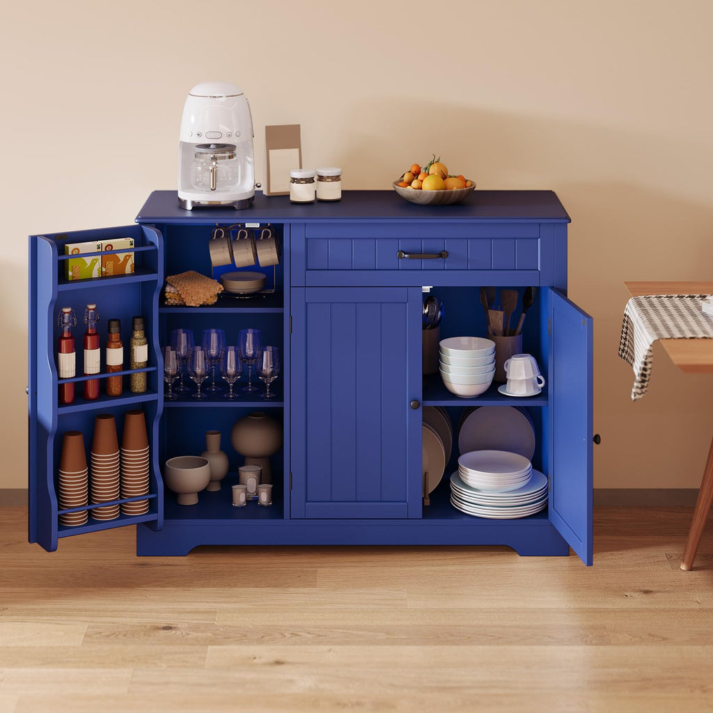 Kitchen Sideboard Buffet Cabinet with Storage, Navy Blue