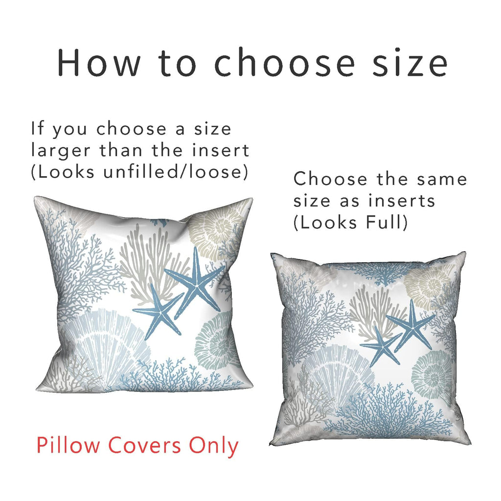 Coastal Pillow Covers Set of 2, 22x22, Blue