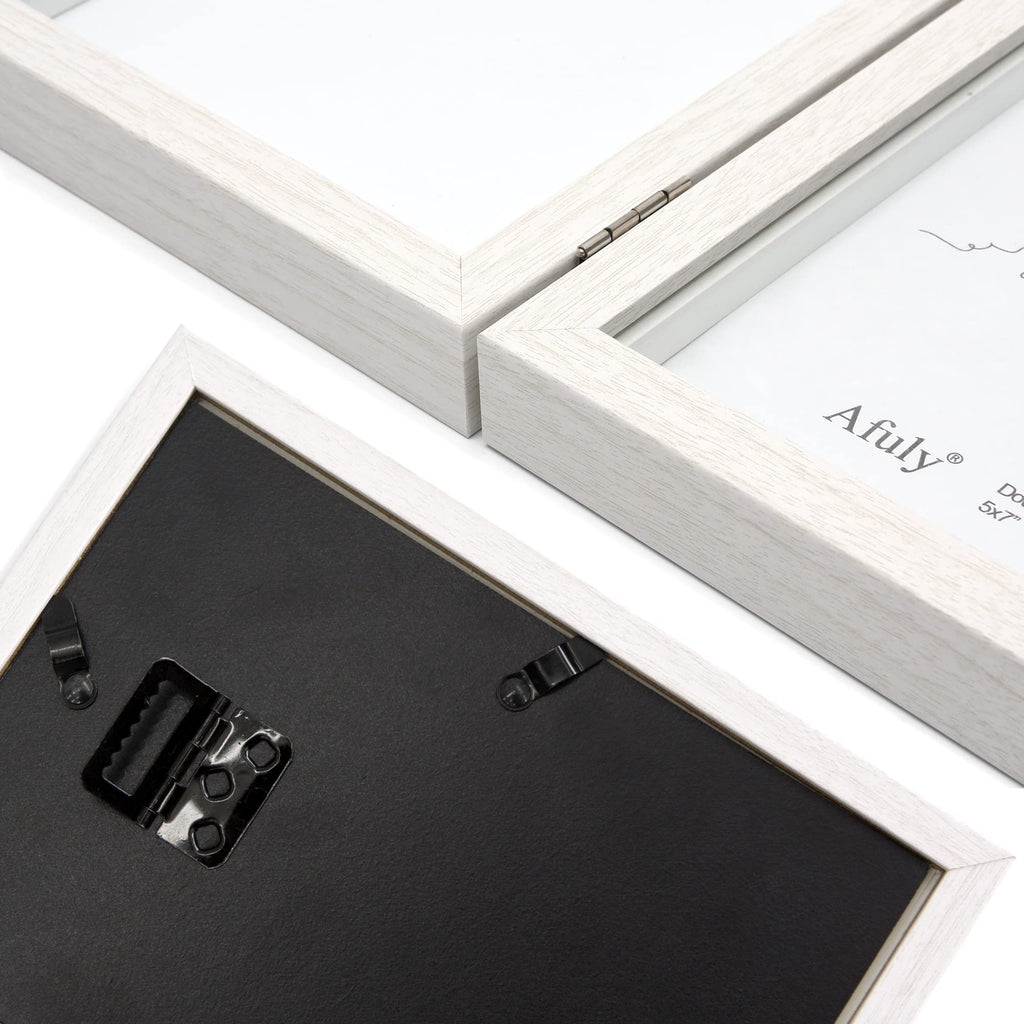 5x7 Double Picture Frame 5 by 7 White Hinged Photo Frames for Desk