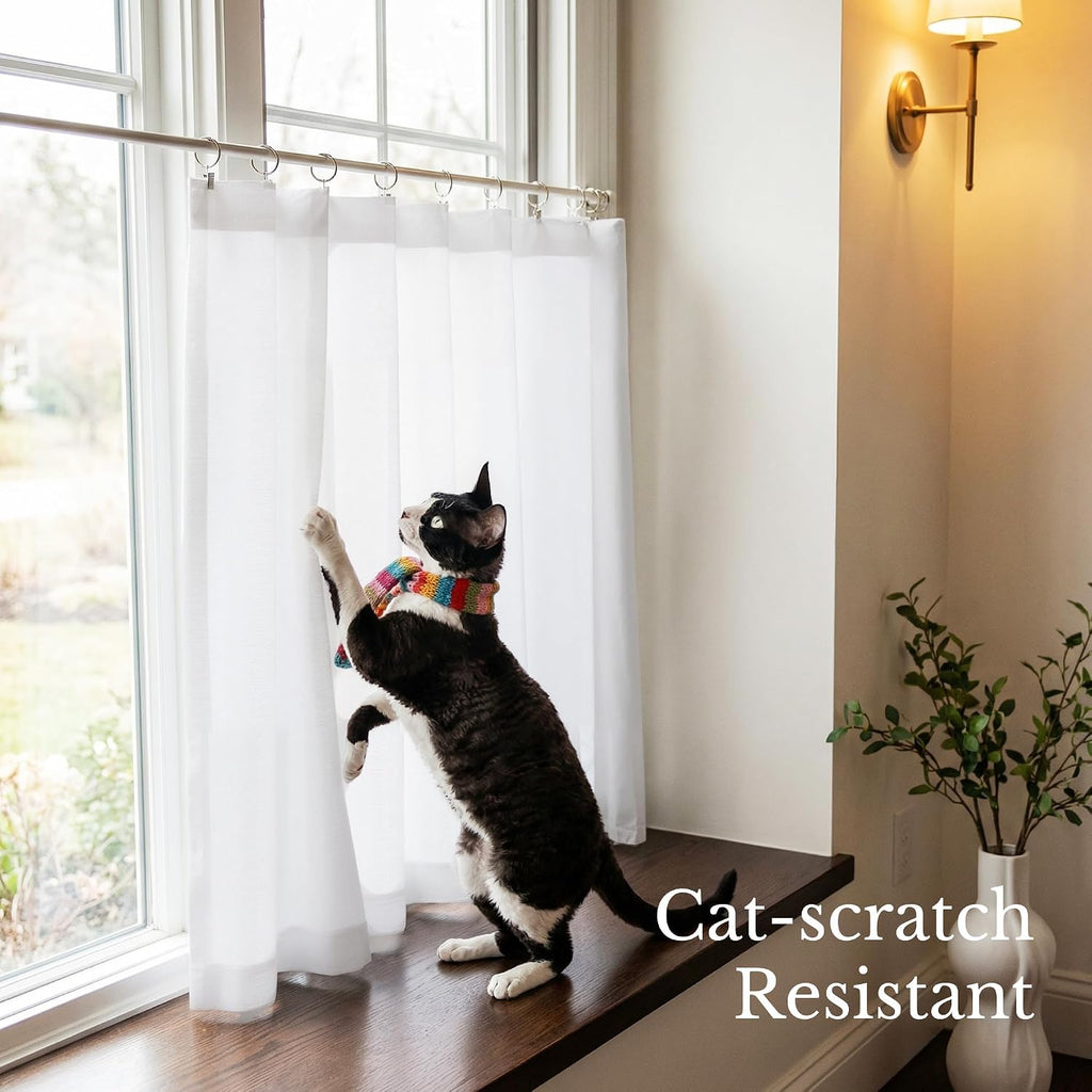 2 Panels Privacy Sheer Cafe Curtains 26 x 30 Inches, Light Filtering Kitchen Curtains Home Decor, Non-See-Through