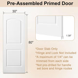 30"x80" Raised 2-Panel White Primed Hollow Core Interior Molded Door Slab with Arch Design, NOT Pre-drilled and NOT