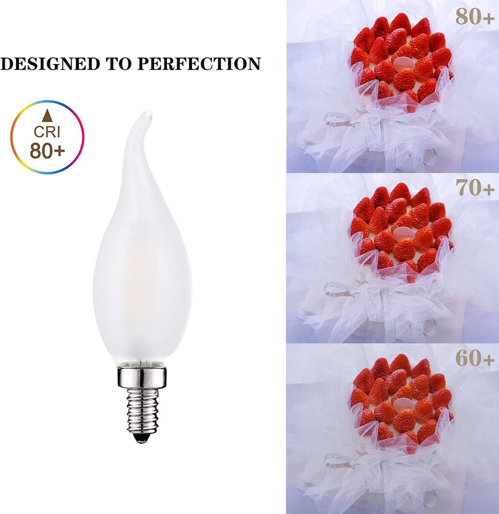E12 Candelabra Bulb 60 Watt Dimmable Frosted Chandelier Light Bulb