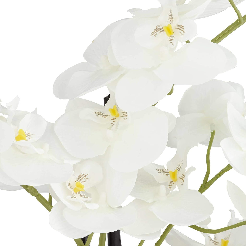 Potted Faux Artificial Flowers Realistic White Phalaenopsis Orchid in Silver Gold Ceramic Pot Home Decoration Living