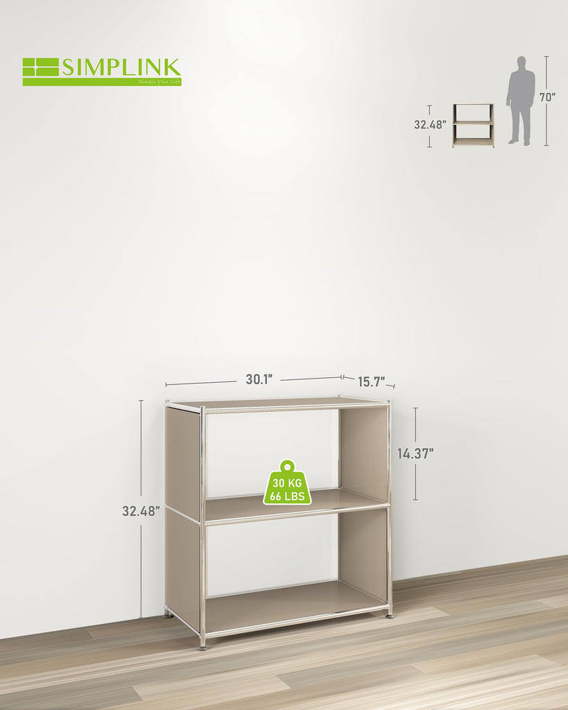 Metal Bookcase with Chrome Frame, Mid-Century Modern, H32.5