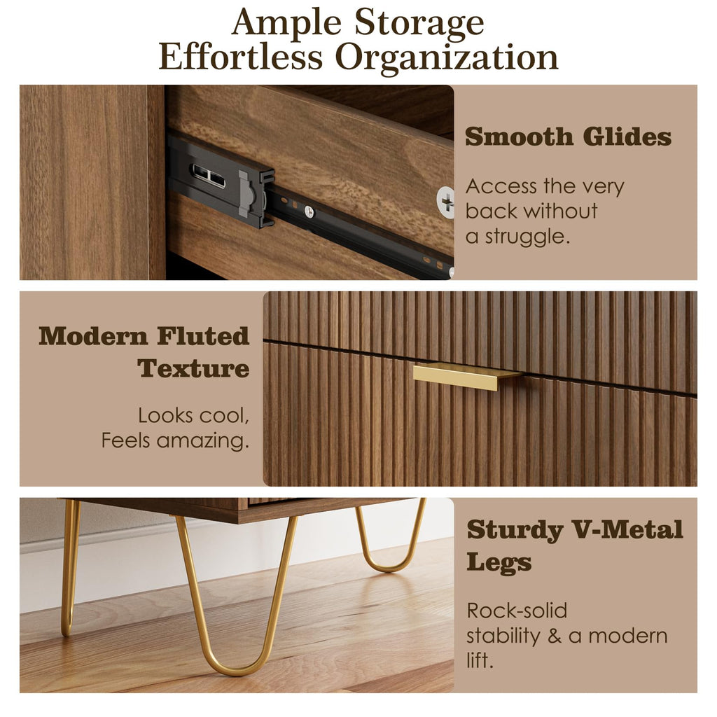 4 Drawer, Drawer Chest, Tall Storage Chest Cabinet Organizer Unit with Gold Metal Legs, Nightstand, Closet, Hallway
