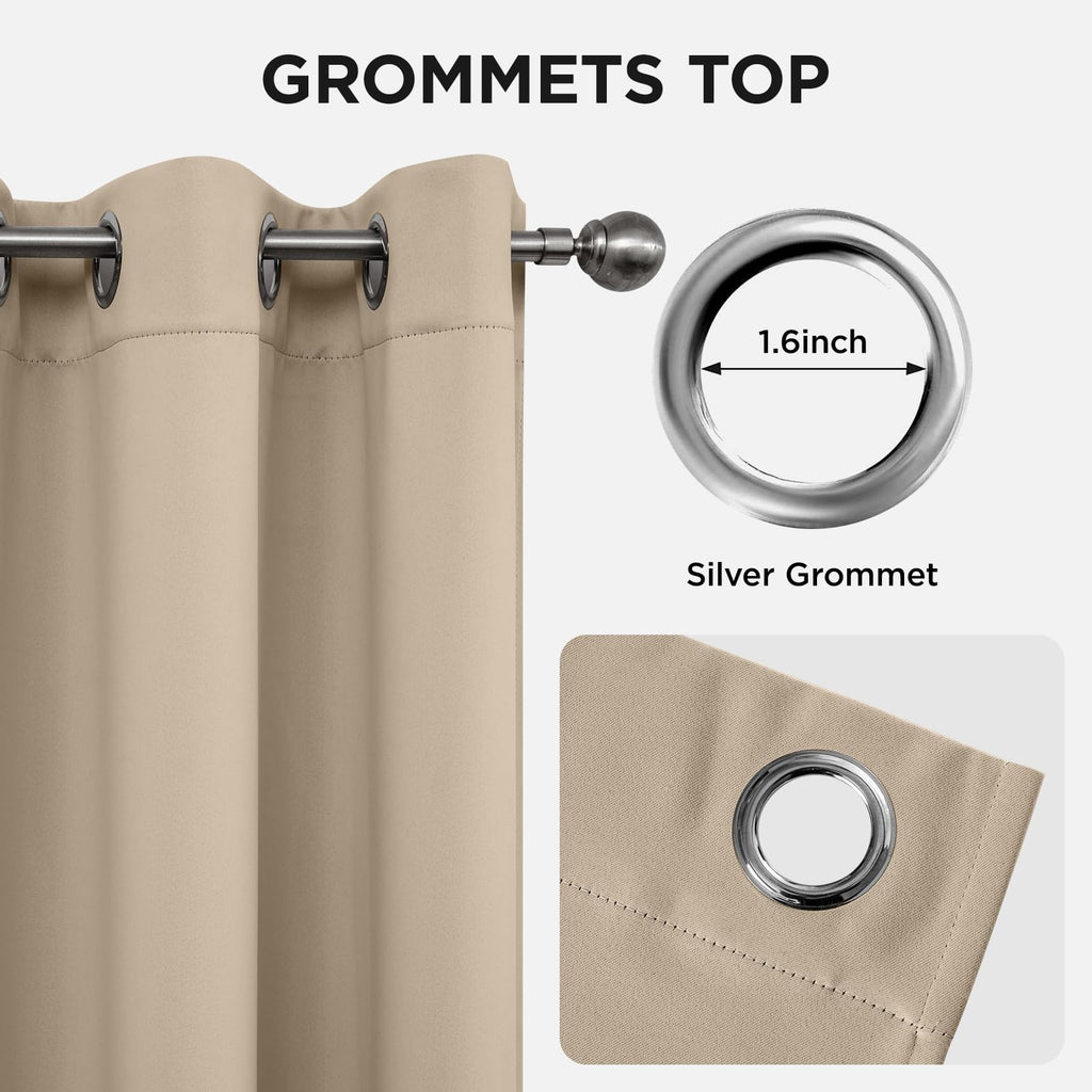 Blackout Curtains 108 Inches Long 1 Panel, Thermal Insulated Long Curtains& Drapes 1 Piece, Room Darkening Grommet
