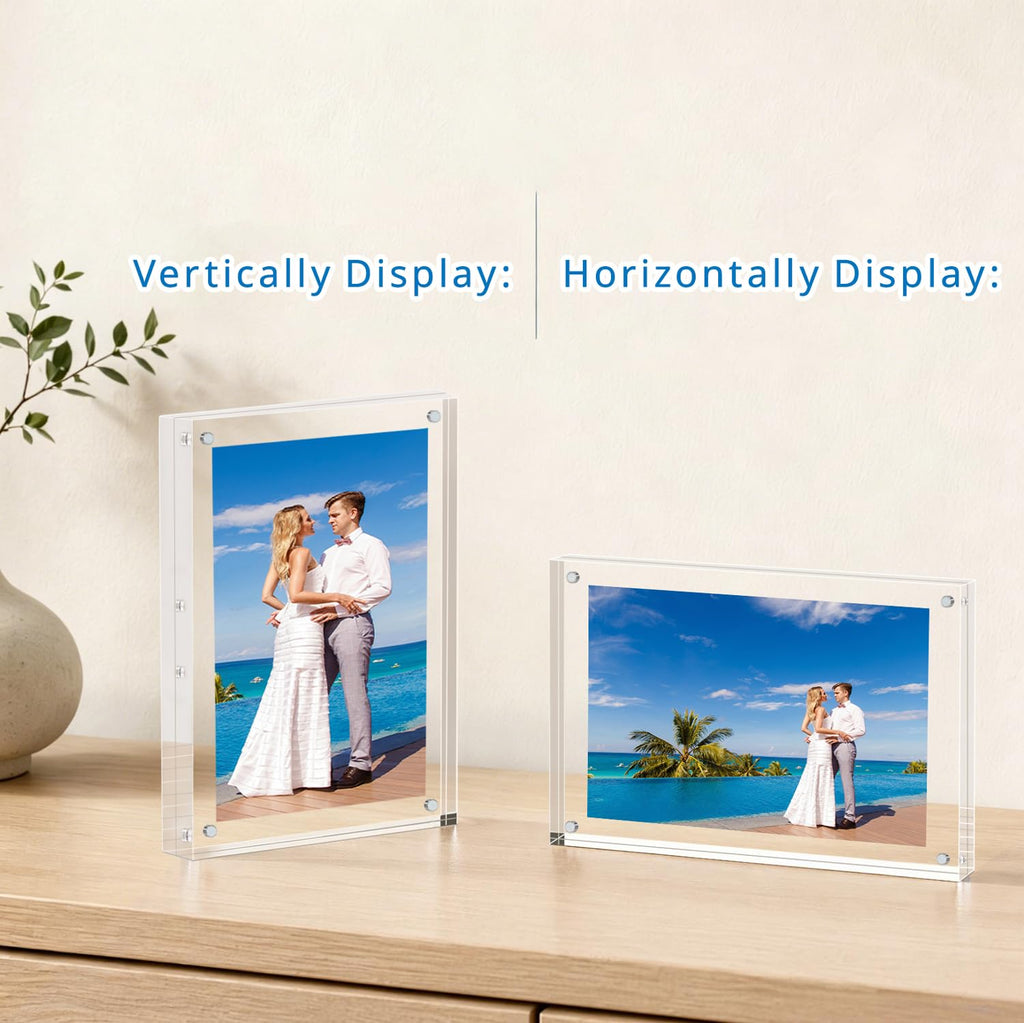 Acrylic Picture Frame 5x7 Tabletop Photo Frame Magnetic Double Sided Frame Free Standing Desktop for Display