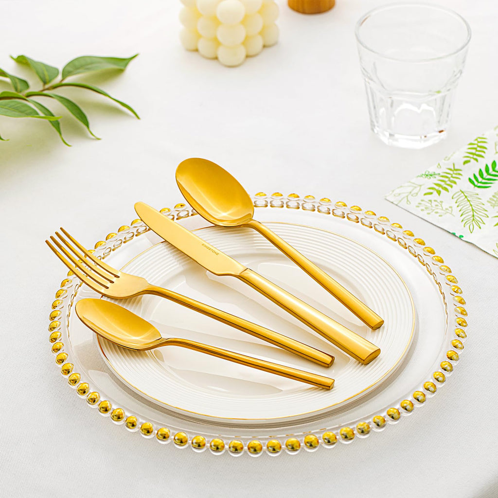 Gold Silverware Set for 4, 20-Piece Stainless Steel Flatware Cutlery Set