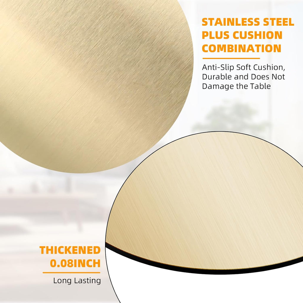 Stainless Steel Coasters, 4 Inches Gold Mirror Coasters, Non Slip Eva Base Round Modern Coaster for Drinks - Set of 24