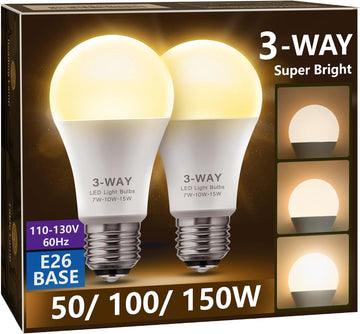 3 Way LED Light Bulbs Soft White 3000K 50/100/150 Watt Equivalent