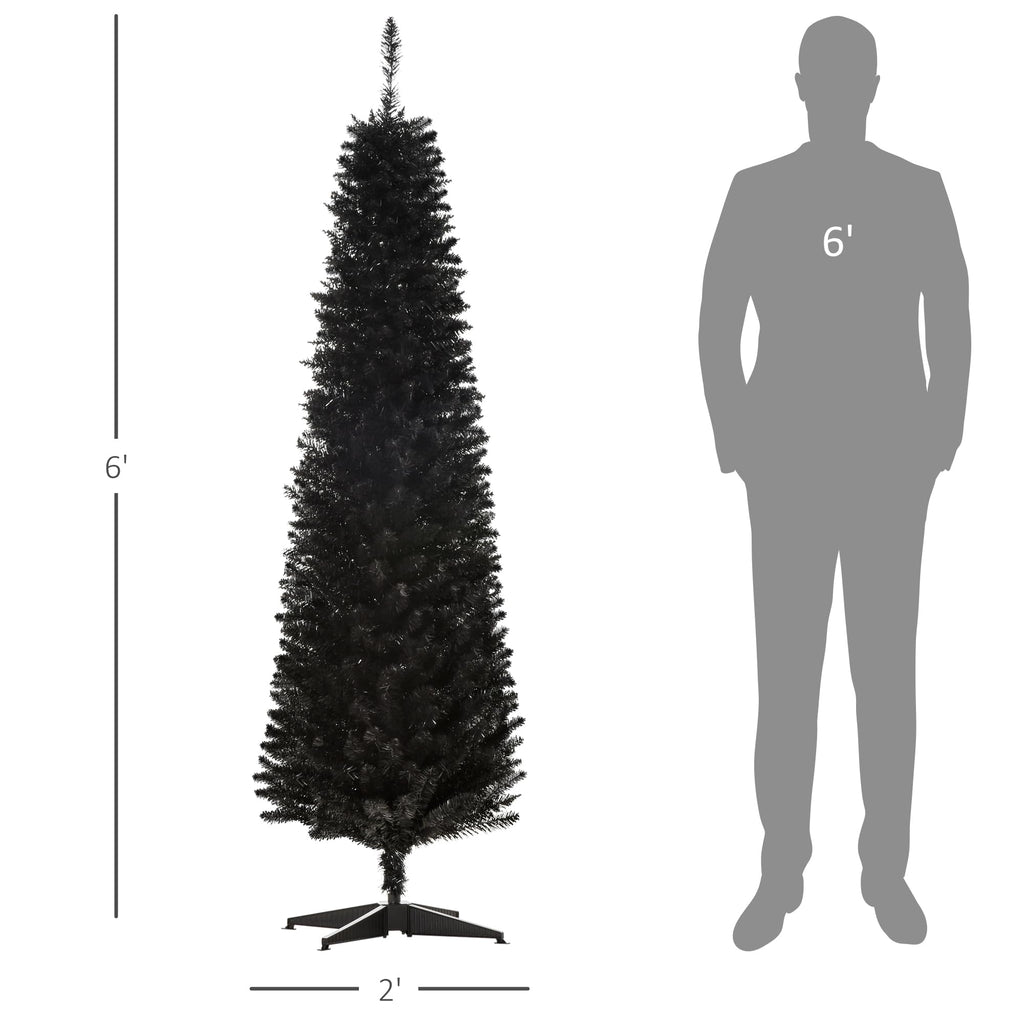 6' Artificial Pencil Christmas Tree 390 Realistic Branch Tips Black