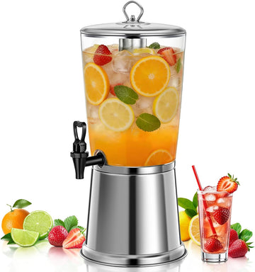 Beverage Dispenser With Stand 2 Gallon, Stainless Steel Drink Dispenser