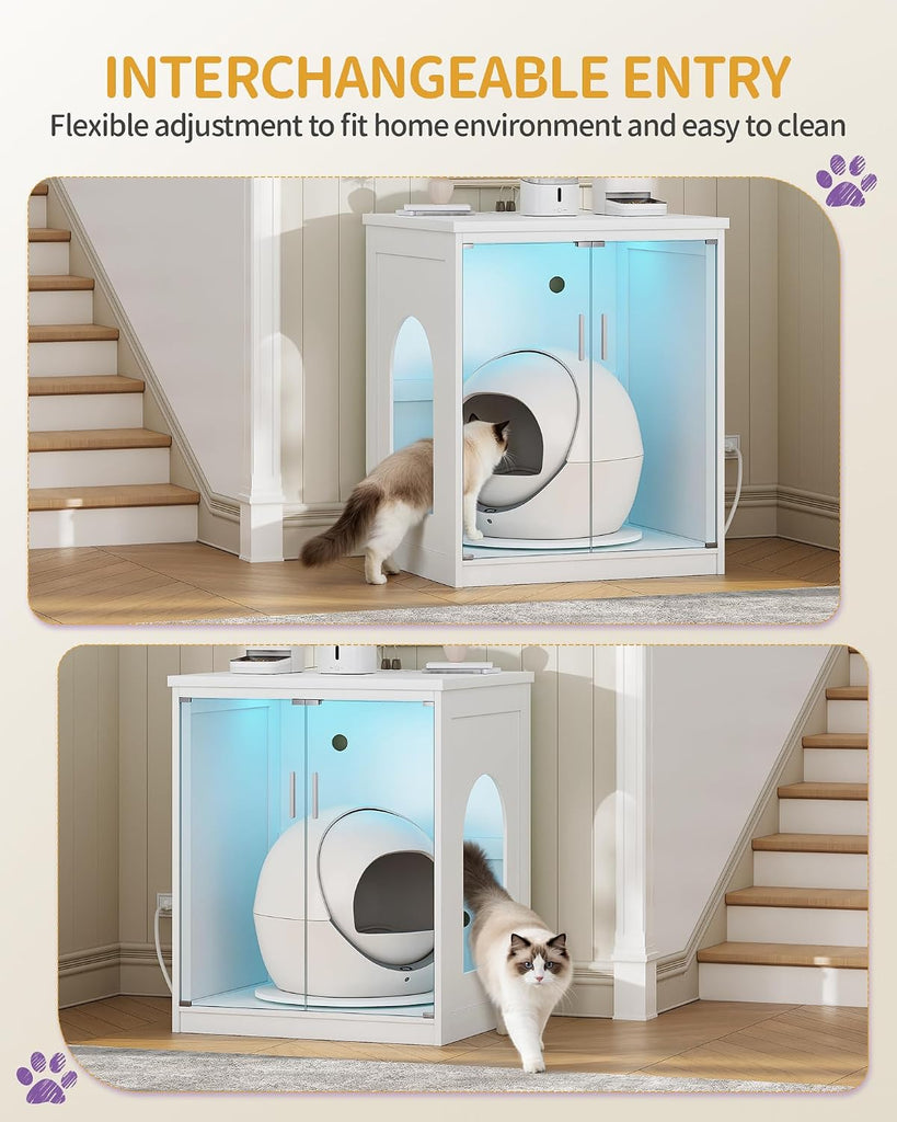 Cat Litter Box Enclosure, See Through Auto Litter Box Furniture