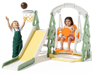 4-in-1 Toddler Swing and Slide Set, Toddler Slide Ages 1-3, Green