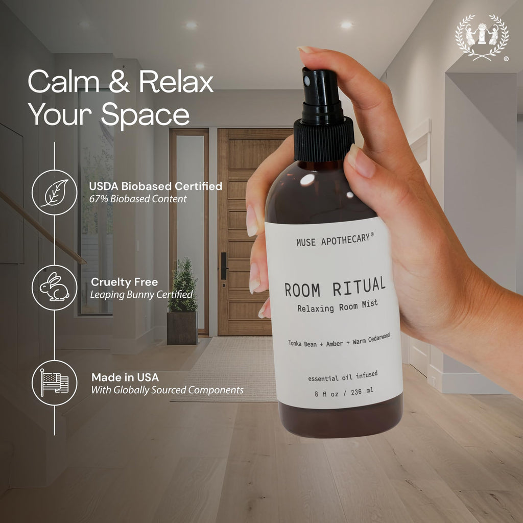 Room Ritual - Aromatic and Relaxing Room Mist, 8 oz, Infused with Natural Essential Oils - Aloe + Eucalyptus +