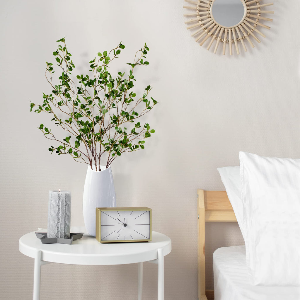 43'' 3Pcs Artificial Ficus Branches Faux Leaf Spray Green Eucalyptus Branches Artificial Greenery Stems Fake Ficus