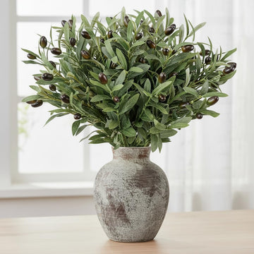 12PCS 18Inch Faux Olive Branches for Vase, Artificia Tree Branches, Fake Plants, Greenery Stems, Eucalyptus Stems, Green
