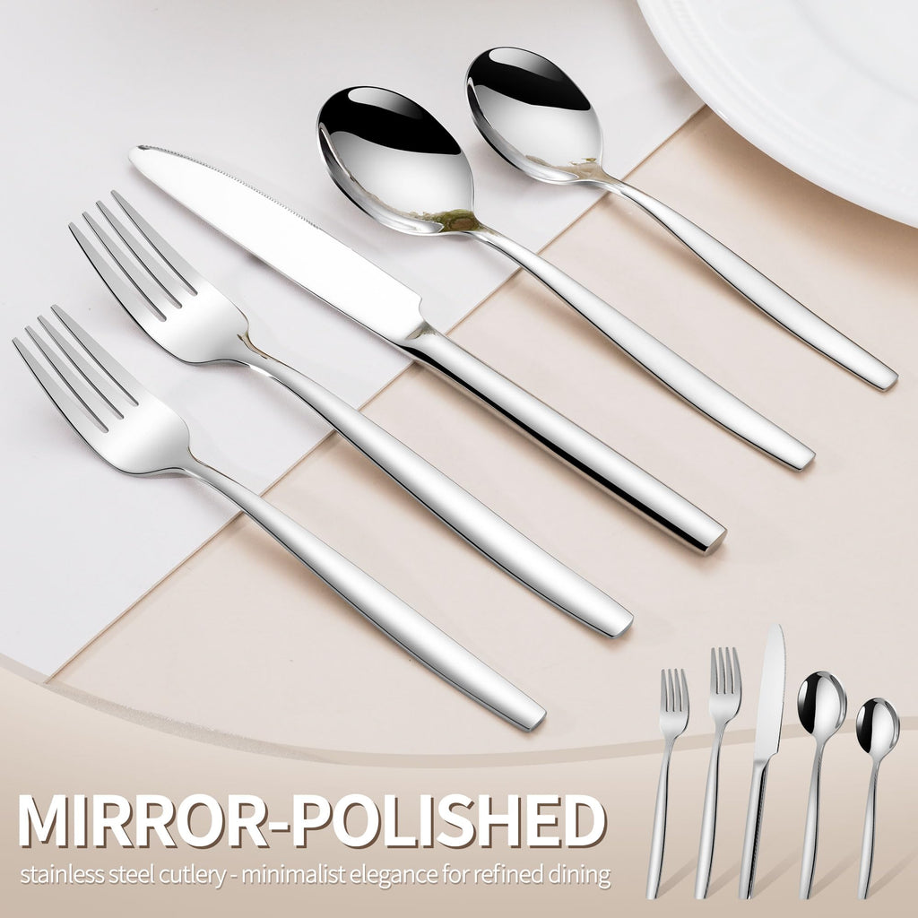 18/10 Stainless Steel Silverware Set, 40 Pieces Modern Flatware Set for 8