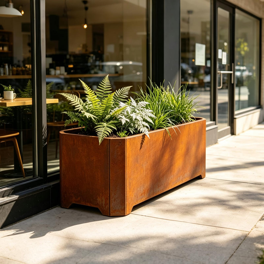 Corten Steel Planter Box 32"L x 15"W x 15"H Outdoor Rectangular Planters