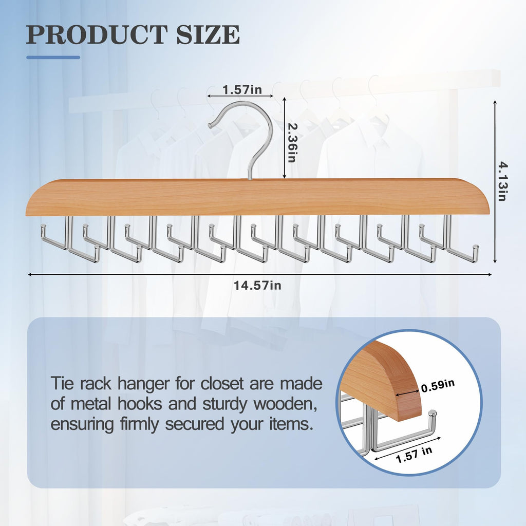 Tie Rack Hanger for Closet, 2 Blet Organizer for Men with 20 Foldable Hooks