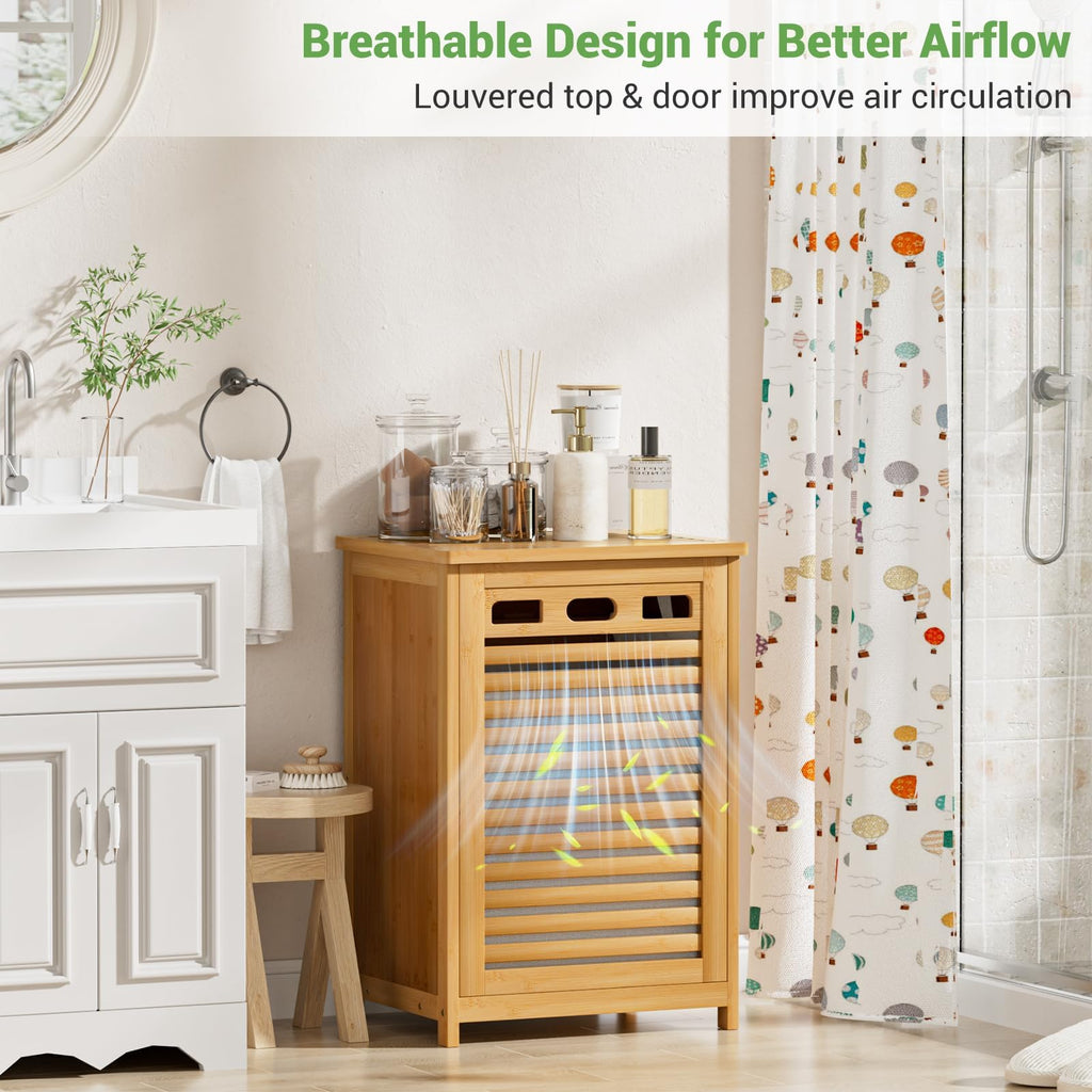 Bamboo Tilt Out Laundry Hamper Cabinet with 15.5 Gal Removable Bag