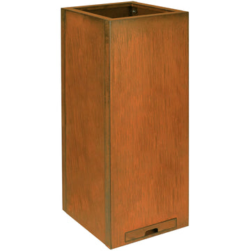 Pre-Rusted Steel 30''H Planter Box, Weathering Steel Planter Box, Rustic Finish Metal Tall Rectangular Plant Pot