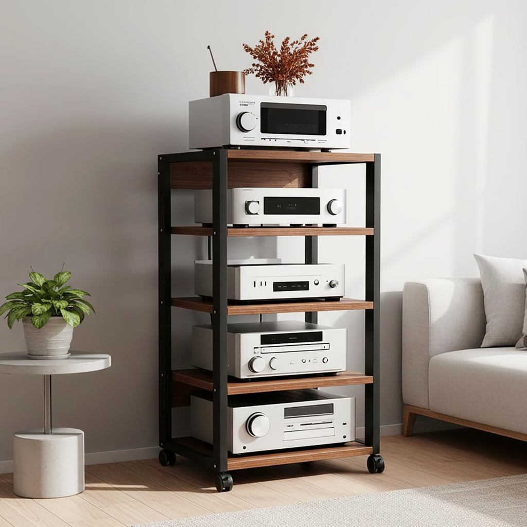 5 Tier AV Media Stand, Audio Rack Tower Stereo Components Cabinet