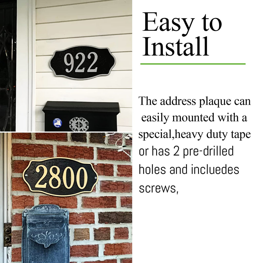Plaque, Modern Outdoor House Number Sign for Wall, Weatherproof Aluminum Address Sign & Mailbox, Easy Install with