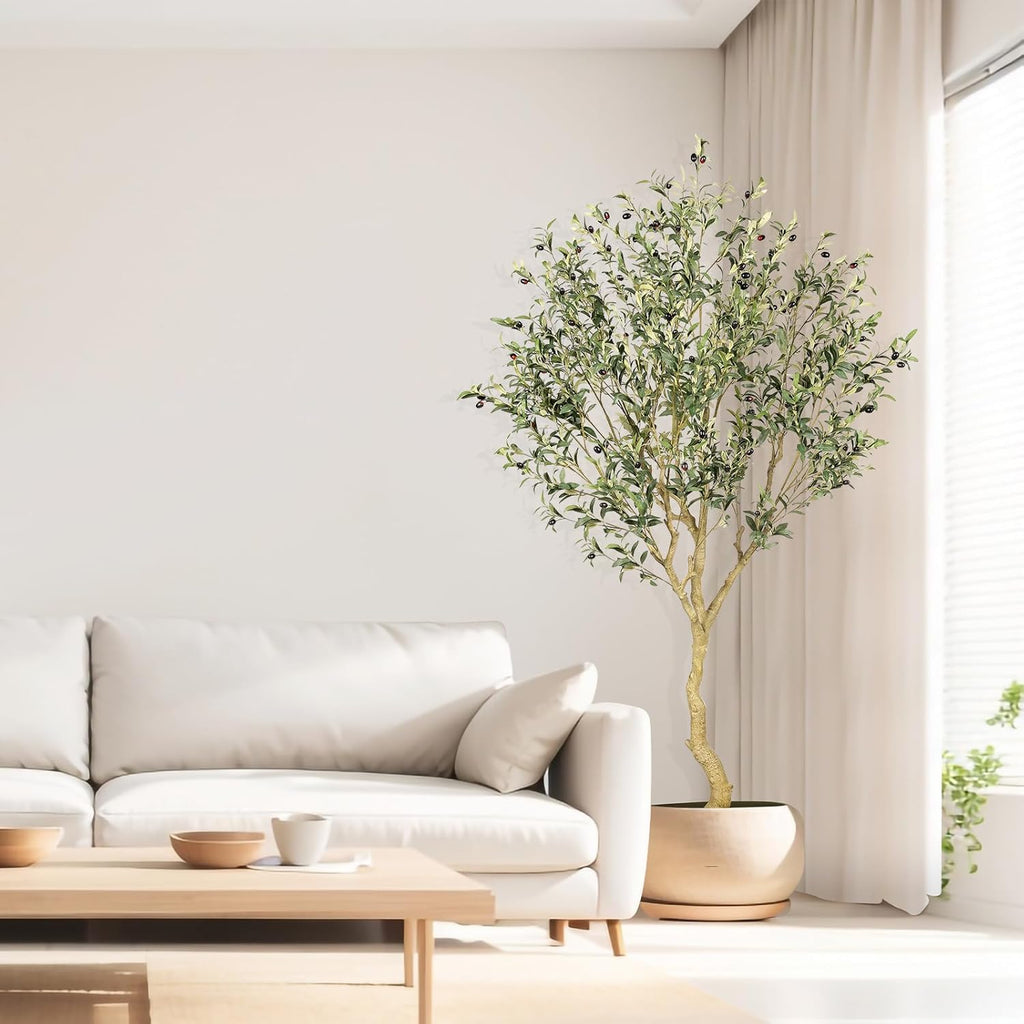 7FT Olive Trees Artificial Indoor - Tall Faux Olive Tree 7 Feet