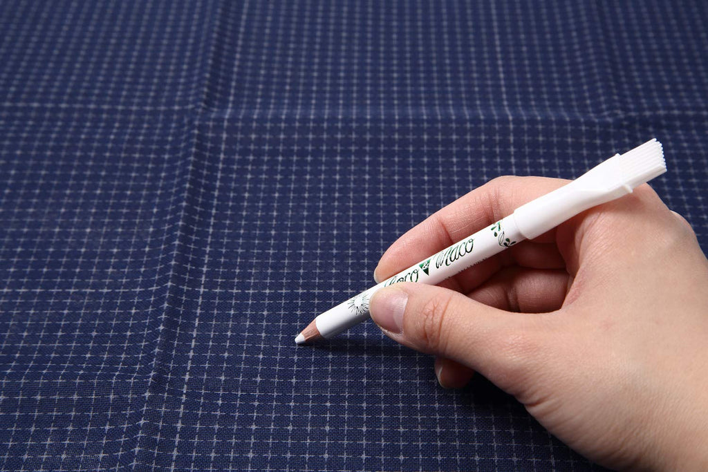 Sashiko 100% Cotton Sewing Cloth (42.5 inch x 19.6 inch) with Grid Line and Fabric Marking Pencil Set (Navy Blue)