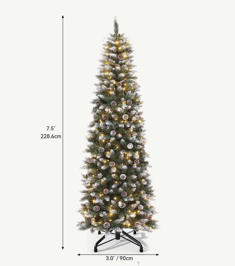 Pre-Lit Pencil Christmas Tree 350 LED Lights Remote Control