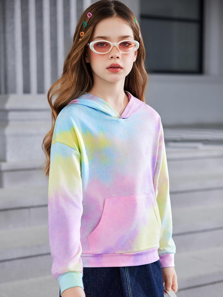 Graphic Hoodies for Girls Tie Dye Sweatshirt Cute Pullover Tops