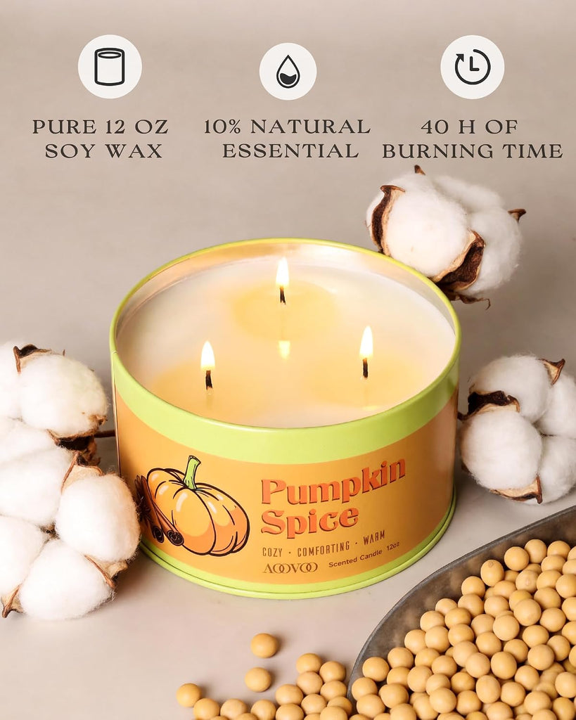 Pumpkin Spice Candle - 12oz Fall Candles Scented Decor - Set of 12