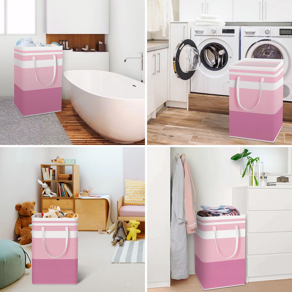 2 Pack Large Laundry Baskets, Laundry Hampers Bags (Pink 88Lx2)