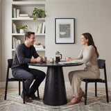 Black Round Dining Table for 4-6, Modern Wood Kitchen Table, 45" Circle Dining Table with Pedestal for Kitchen,Living