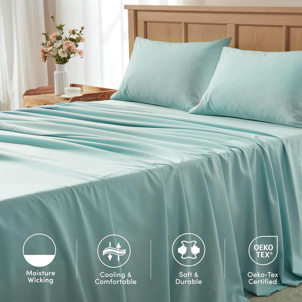 Coolmax Moisture Wicking Cooling Sheet Set, Queen 4 Piece