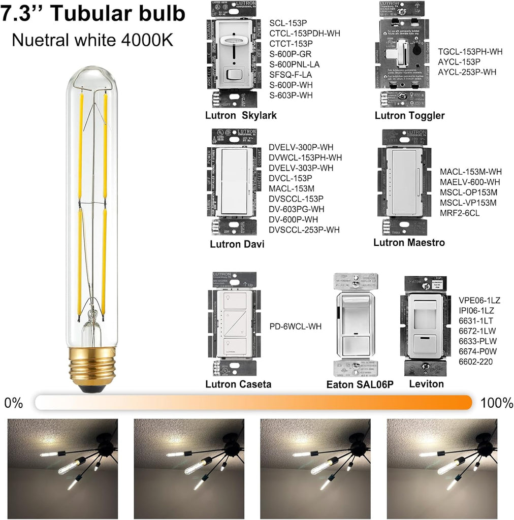 7.3 in T10 E26 Light Bulb,60 watt Light Bulbs,Neutral White 4000K