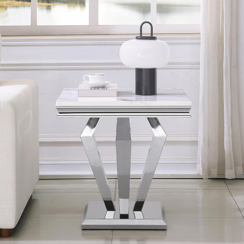 Modern 4 Piece Living Room Table Set, Includes 1 Coffee Table& 2 End Tables &1 Console Table, Luxury Faux Marble
