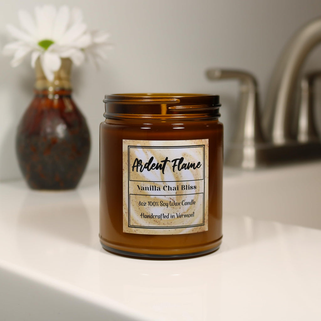 Candles | Vanilla Chai Bliss | 100% Natural Soy Wax Candle Decor | Highly Scented | Premium Fragrance | Handmade in