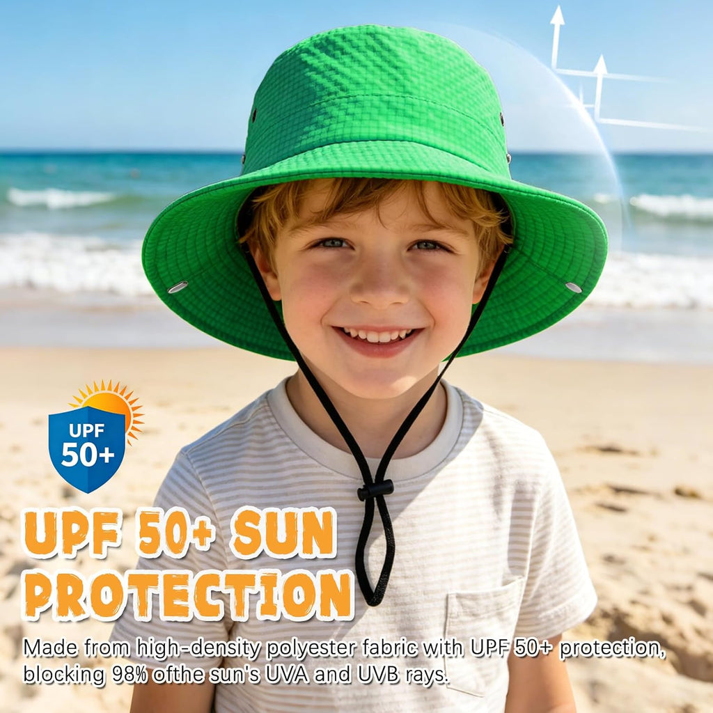 Outdoor Kids Sun Hat UPF 50+ Sun Protection Foldable Bucket Hat Breathable Summer Beach Fishing Safari Hat for Boys