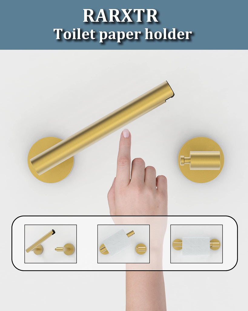 Gold 2 Pack Toilet Paper Holder Stainless Steel Double Post Pivoting Toilet Paper Roll Holder Wall Mounted