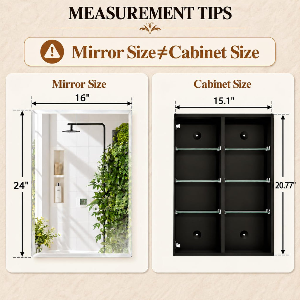 16x24 Frameless Aluminum Medicine Cabinet with Beveled Mirror