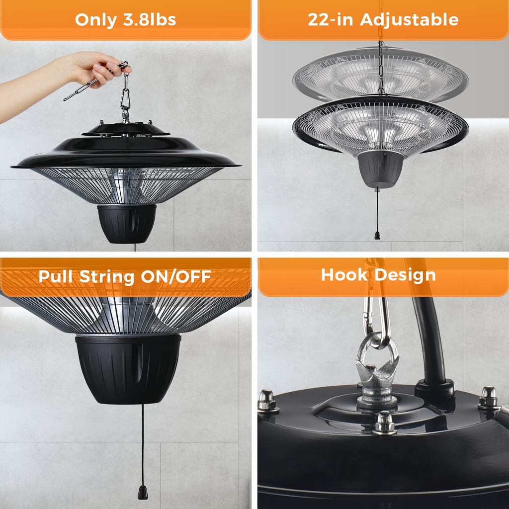 Patio Heater- Patio Heater, 1500W Outdoor Heater, Thanksgiving, Courtyard Electric Heater, 3 Seconds Heating