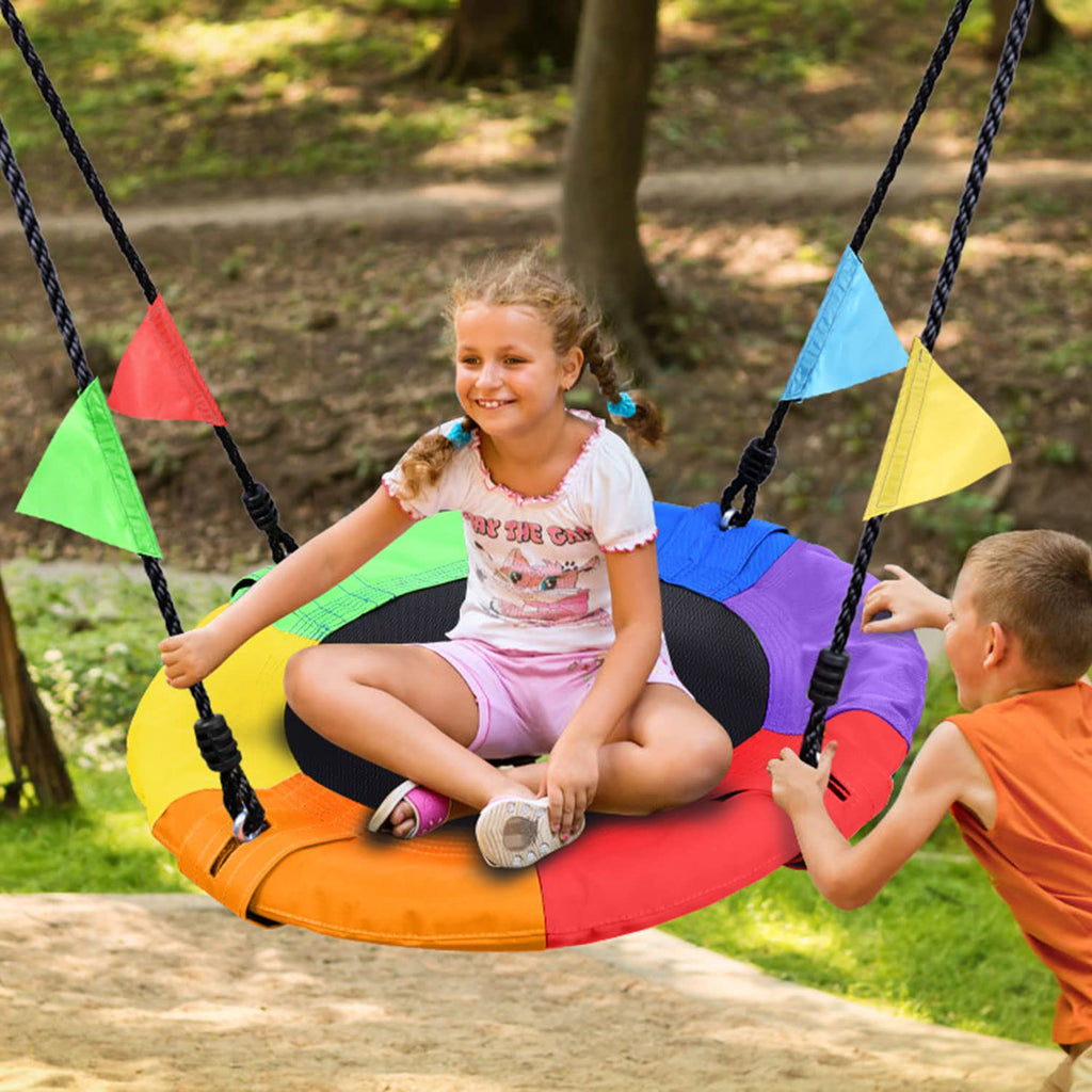 24 inch Chidren Tree Swing Net Swing Outdoor Kid Platform Swing with Detachable Weight Load Oxford Fabric and