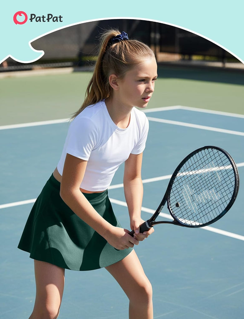 Girls Tennis Skirt Athletic Skort with Shorts & Pocket