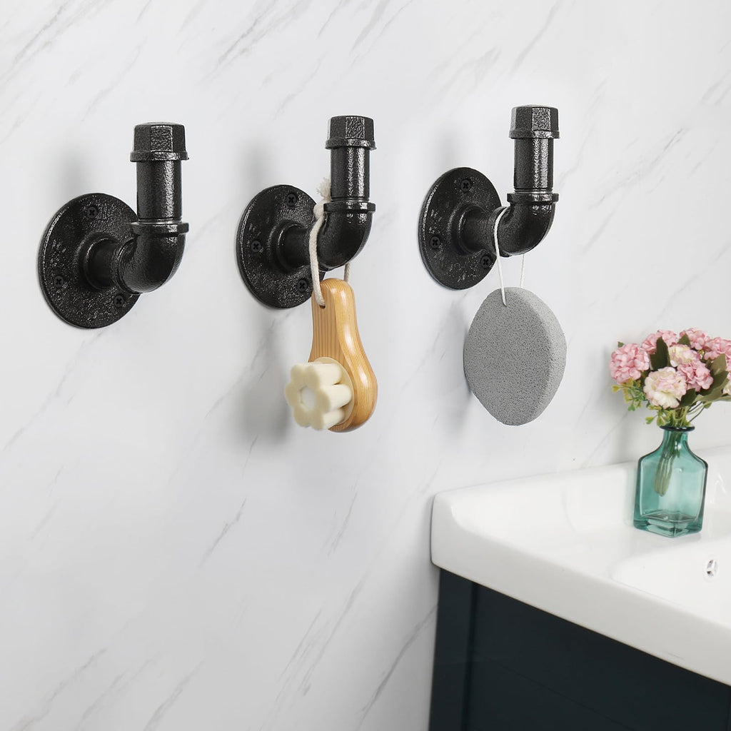 5 Pieces Industrial Pipe Bathroom Towel Rack Set, Bath Hardware Include 18 Inch Towel Bar, Toilet Paper Holder, Wall