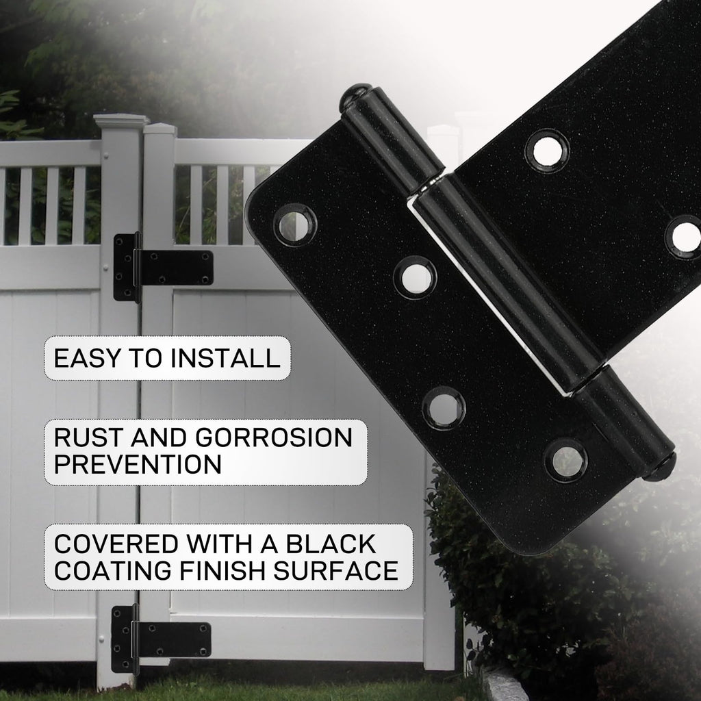 6 Pack 6" Heavy Duty Gate Hinges, 280 Lbs Capacity Black Door Hinges