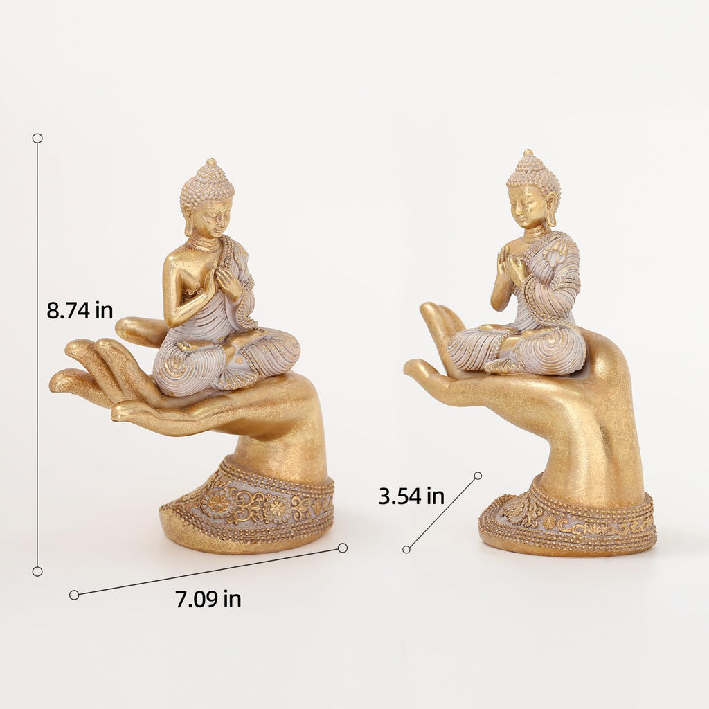 Statue Decor Gold 8.7"- Buddha Statues for Zen Decor - Buddha Statue Large for Spiritual-Buddha Decor -Buda-Indoor