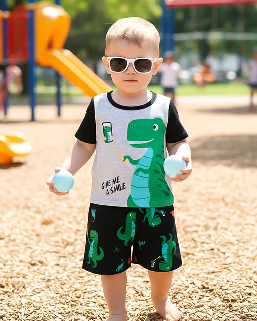 Toddler Baby Boy Summer Clothes Short Sleeve T-Shirt Crewneck Top Piece Shorts Set Infant Baby Boy Outfits
