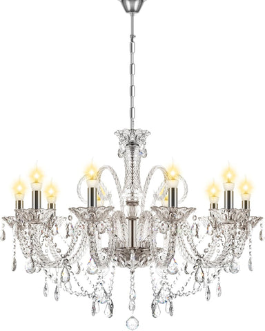 10 Lights Crystal Chandeliers K9 Crystal Ceiling Pendant Lamp for Dining Room Bedroom Home Decor (Clear) A110-B0CD7P62M6